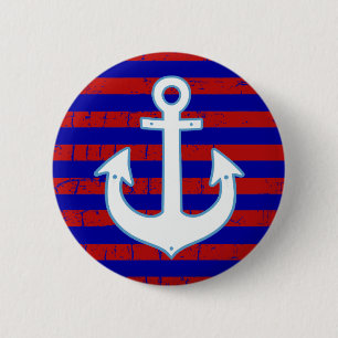 striped nautical sailor anchor 2 inch round button