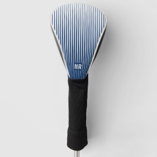 Striped Navy Blue & White Modern Abstract Custom Golf Head Cover