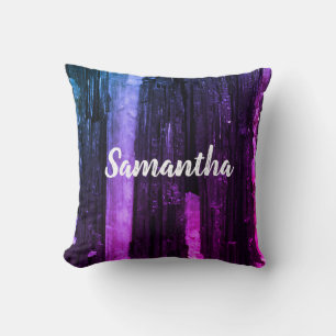 Striped Neon Pink and Purple Abstract Modern Throw Pillow