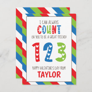 Striped Number Count Valentine's Cards