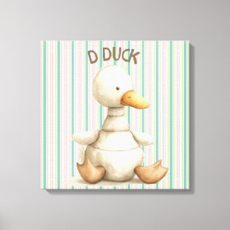 Striped Nursery Design with Duck & D Duck Accent  Canvas Print