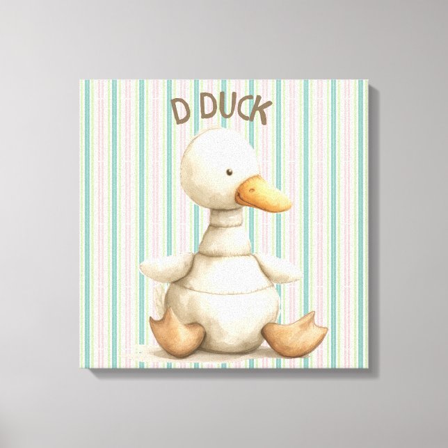 Striped Nursery Design with Duck & D Duck Accent  Canvas Print (Front)