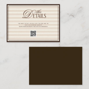 Striped Old Money Wedding QR code Details Enclosure Card