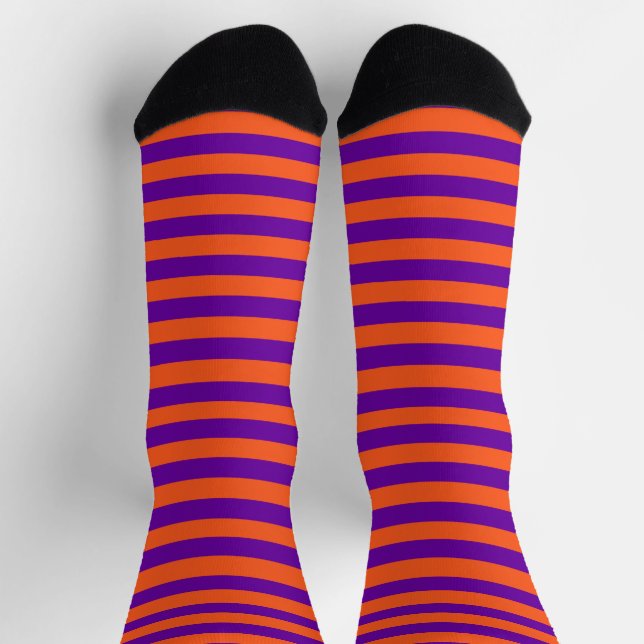 Striped Orange and purple Halloween Socks (Top)