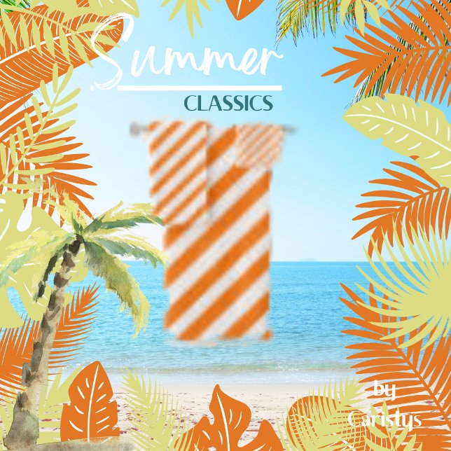 Striped Orange and White Bath Towel Set (Creator Uploaded)