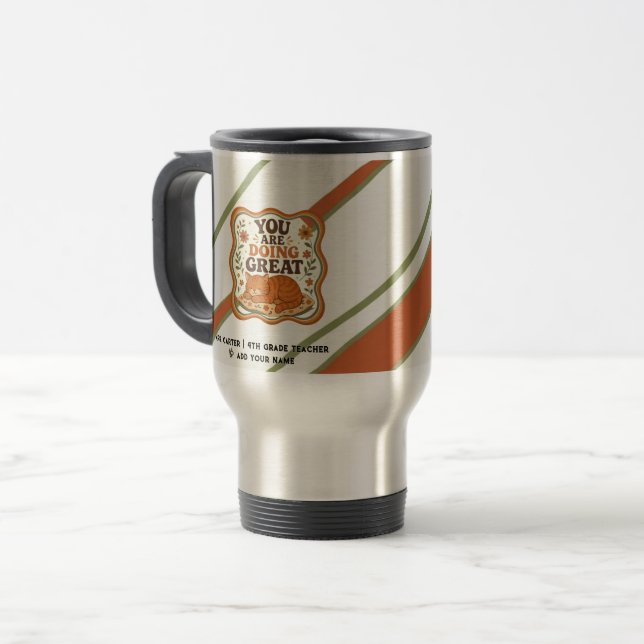 Striped Orange Cat Back to School Mug (Front Left)