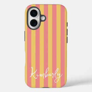 Striped Orange Yellow Personalized  iPhone 16 Case
