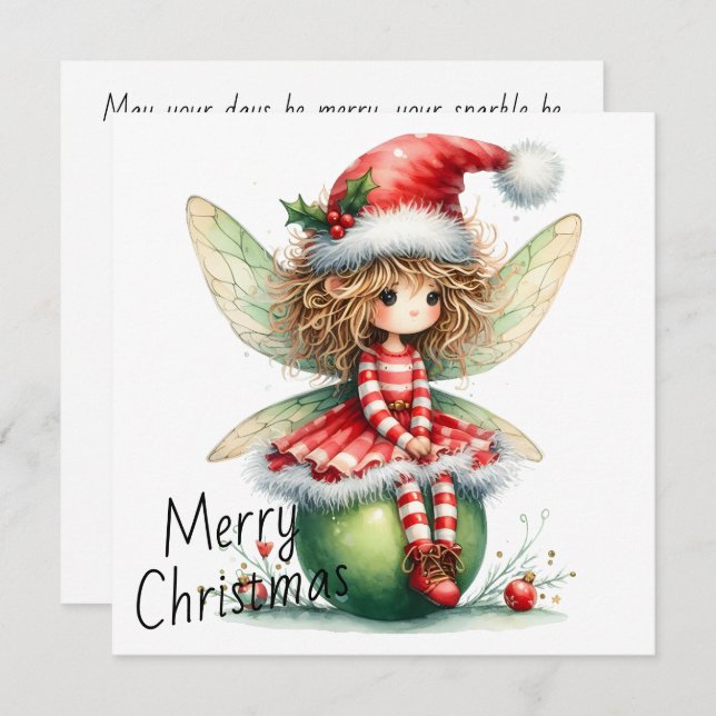 Striped Ornament Fairy – Holiday Card (Front/Back)