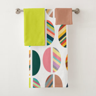 Striped Oval Halves  Bath Towel Set