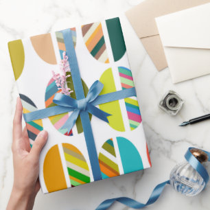 Striped Oval Halves Wrapping Paper