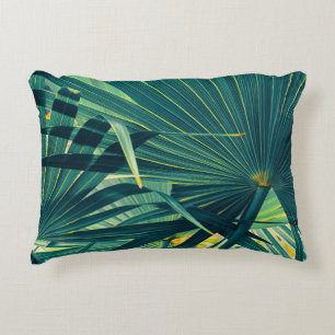 Striped Palm Leaf Toned Texture Accent Pillow