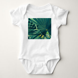 Striped Palm Leaf Toned Texture Baby Bodysuit