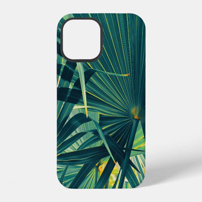 Striped Palm Leaf Toned Texture iPhone Case (Back)