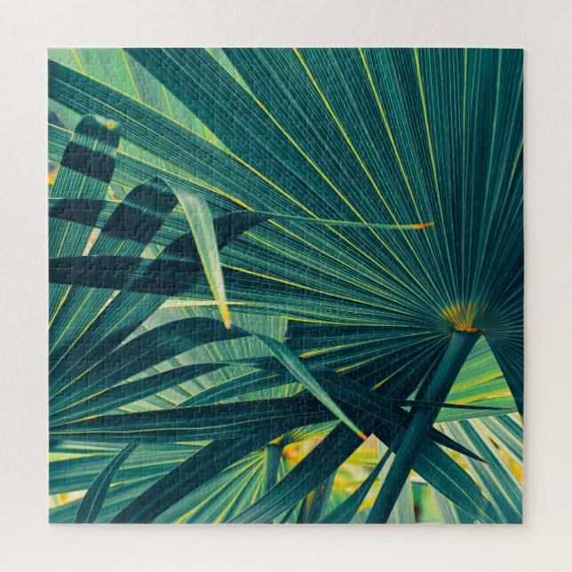 Striped Palm Leaf Toned Texture Jigsaw Puzzle (Vertical)
