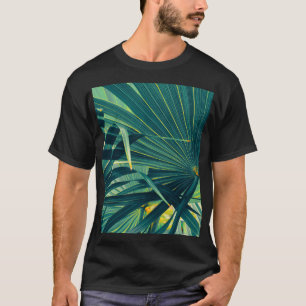 Striped Palm Leaf Toned Texture T-Shirt