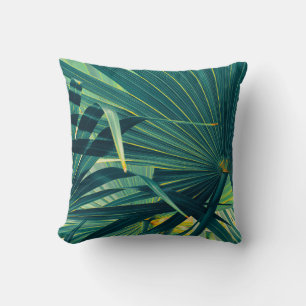 Striped Palm Leaf Toned Texture Throw Pillow