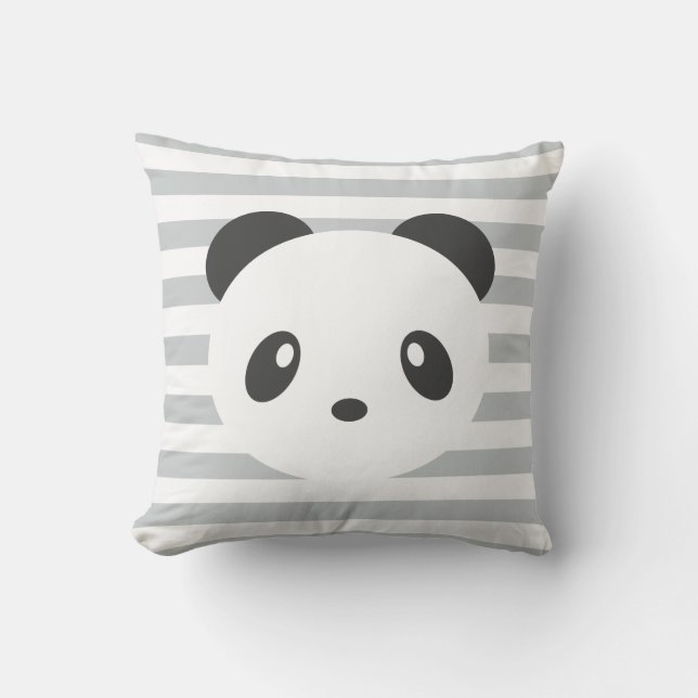 Striped panda throw pillow (Front)