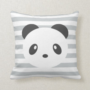 Striped panda throw pillow