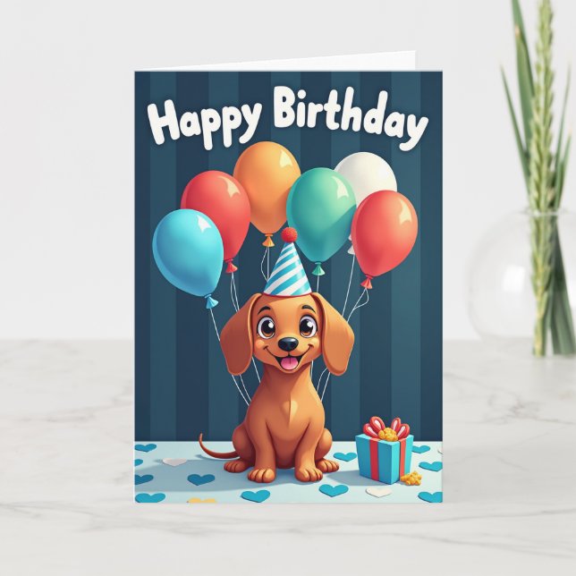Striped Party Pup Card (Front)
