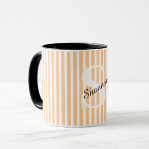 Striped Pastel Monogram Name Mug