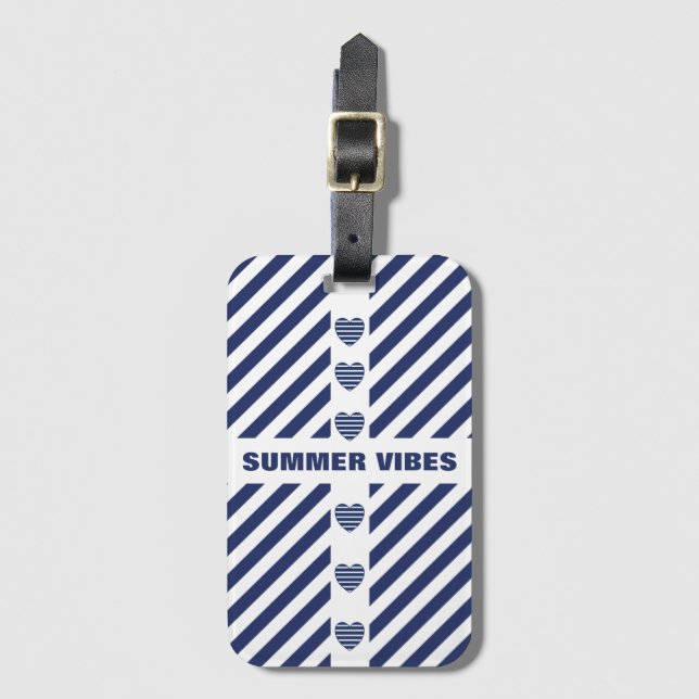 Striped Pattern And Name Luggage Tag (Front Vertical)