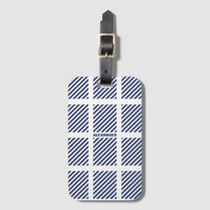 Striped Pattern And Name Luggage Tag