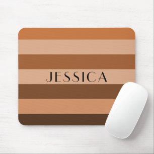 Striped Pattern Beige And Brown Name Personalized Mouse Pad