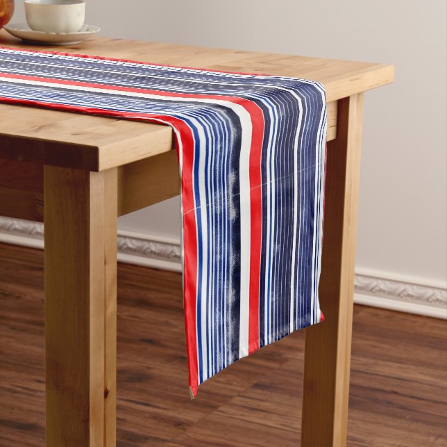 Striped pattern, blue, Red and white  Coffee Mug Medium Table Runner (In Situ)