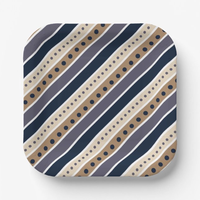 Striped pattern design paper plate (Front)