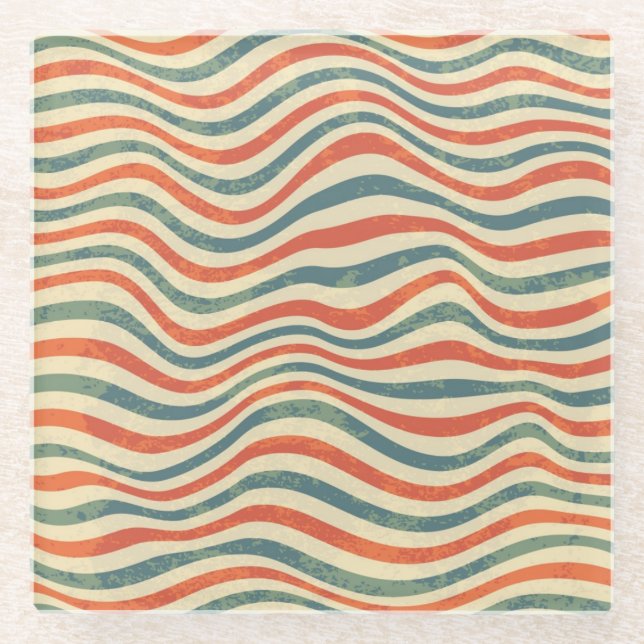 Striped pattern glass coaster (Front)