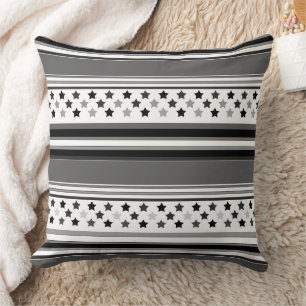 Striped pattern horizontal with stars  throw pillow