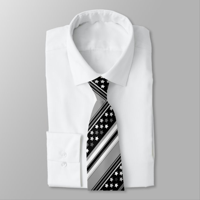 Striped pattern horizontal with stars tie (Tied)