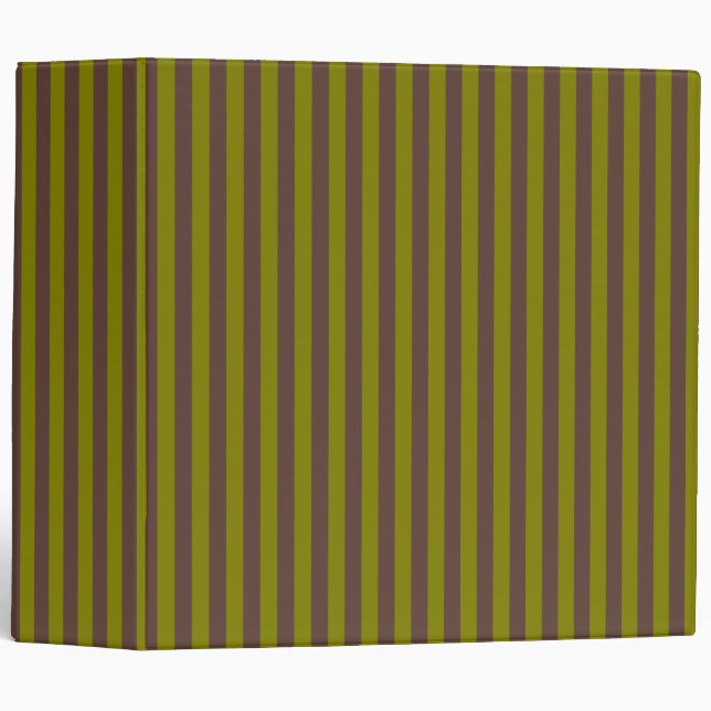 Striped pattern in chocolate brown and olive green binder (Front/Spine)