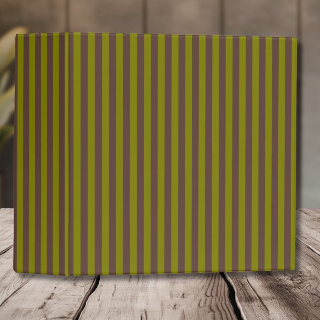 Striped pattern in chocolate brown and olive green binder (Creator Uploaded)