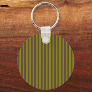 Striped pattern in chocolate brown and olive green keychain