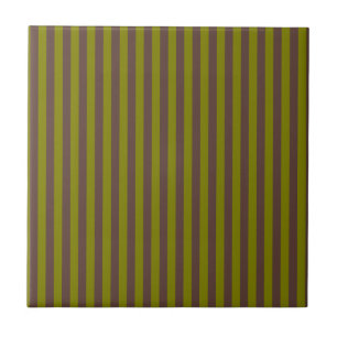 Striped pattern in chocolate brown and olive green tile