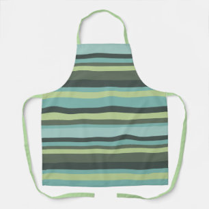 Striped Pattern in Cool Greens and Blues Apron