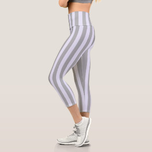 Striped pattern in grey and lavender capri leggings