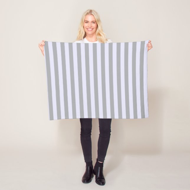 Striped pattern in grey and lavender fleece blanket (In Situ)