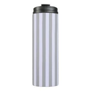 Striped pattern in grey and lavender thermal tumbler