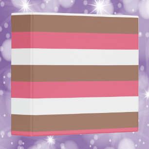 Striped Pattern Pink Brown White Binder