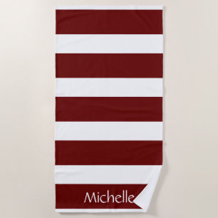 Striped Pattern Red Personalized Beach Towel