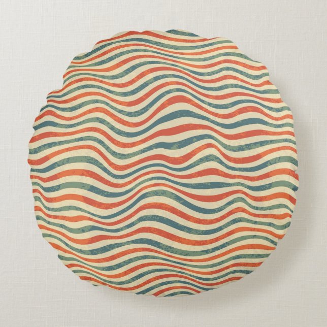 Striped pattern round pillow (Front)