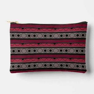 Striped pattern with circles and rings retro style accessory pouch