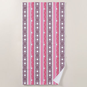 Striped pattern with circles and rings retro style beach towel