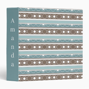 Striped pattern with circles and rings retro style binder
