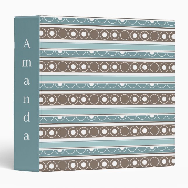 Striped pattern with circles and rings retro style binder (Front/Spine)