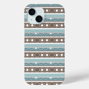 Striped pattern with circles and rings retro style iPhone 15 case