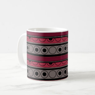 Striped pattern with circles and rings retro style coffee mug