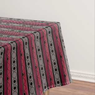 Striped pattern with circles and rings retro style tablecloth